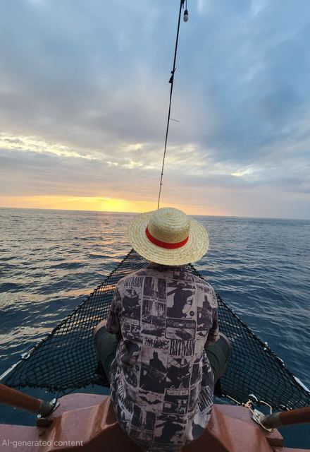 Sitting on the bow of a boat at sunset